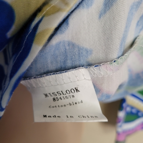 MISSLOOK Vintage Leaf Crew Neck Paisley Print Long Sleeve Top Size Women's M NEW - Picture 9 of 9